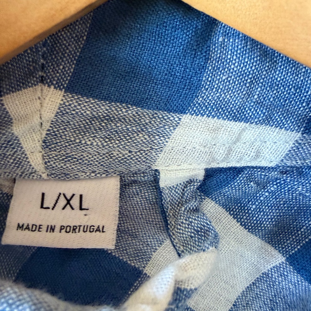 Serena & Lily Blue and White Gingham Cotton Robe - Picture 4 of 6